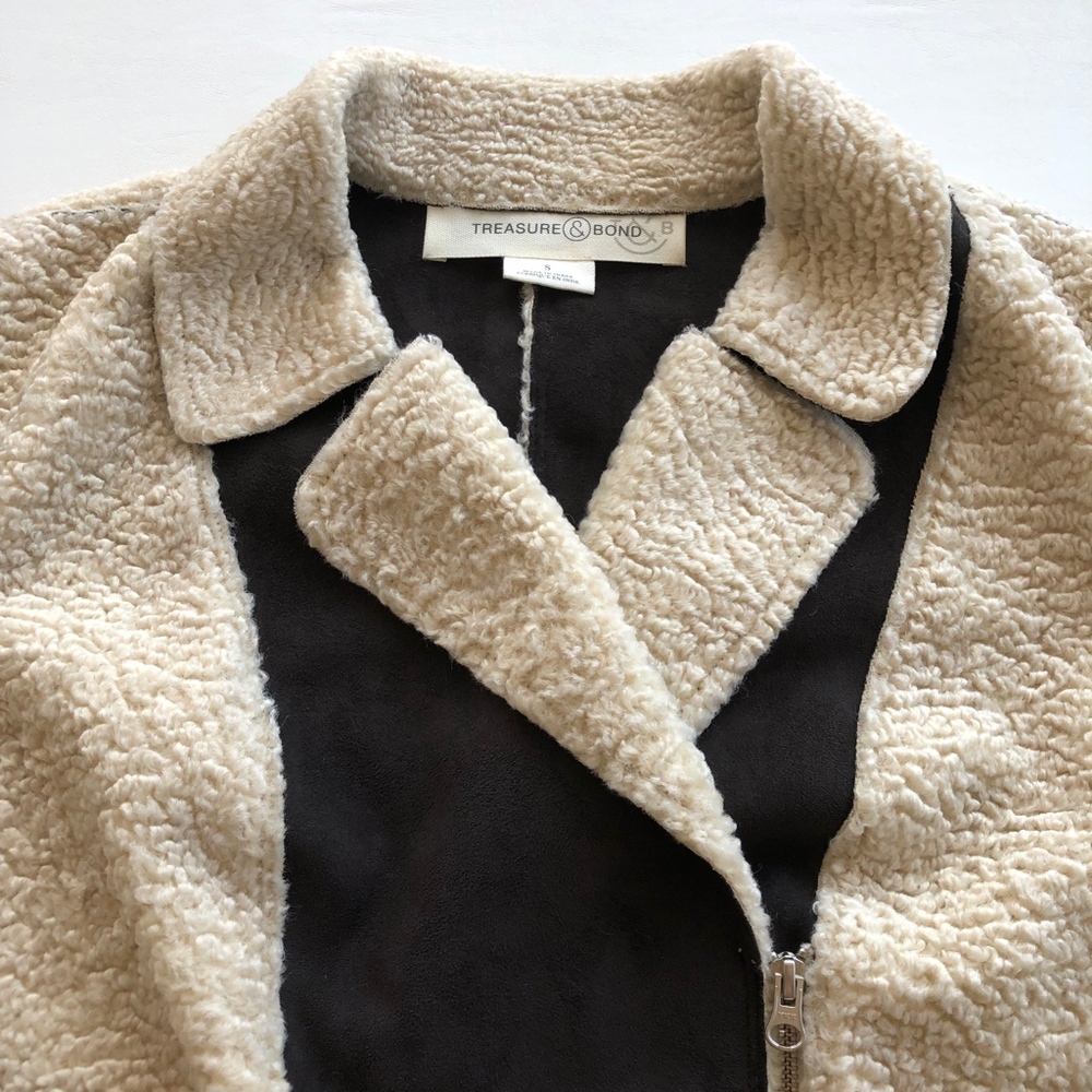 NWOT TREASURED & BOND OVERSIZED FAUX MOTO COAT - Picture 6 of 12